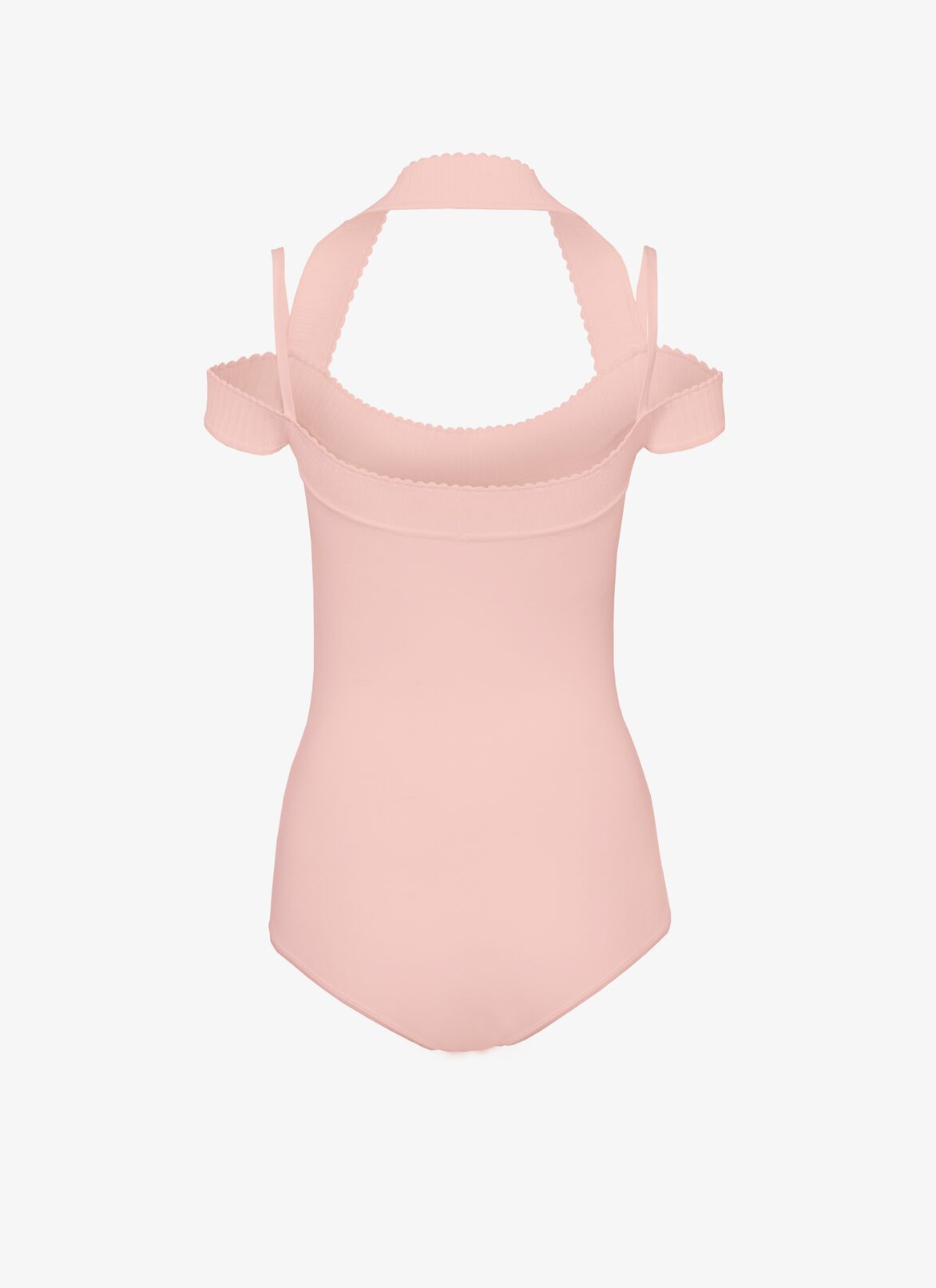 Cold-shoulder knit bodysuit 
 ALAÏA PALE PINK COLD-SHOULDER KNIT BODYSUIT